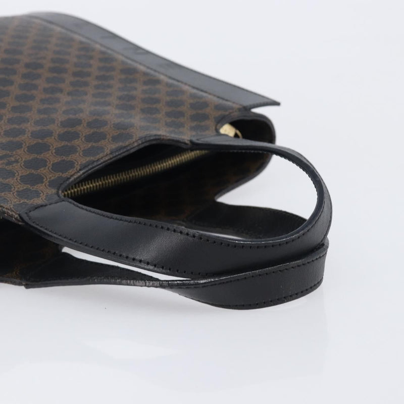 Celine Vintage Macadam Canvas And Leather Black Bag