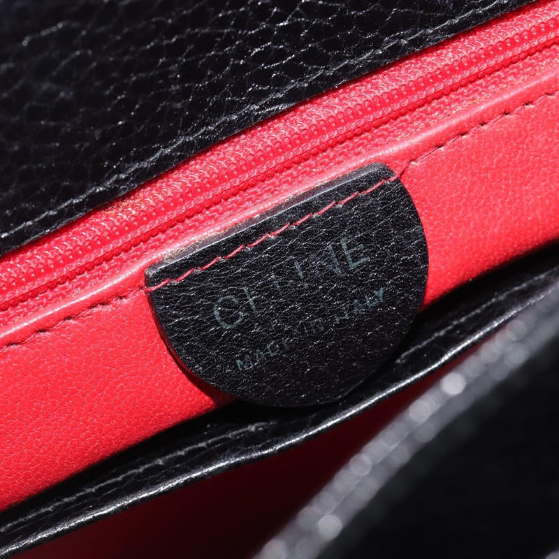Celine Vintage Circle Logo Leather Black Bag
