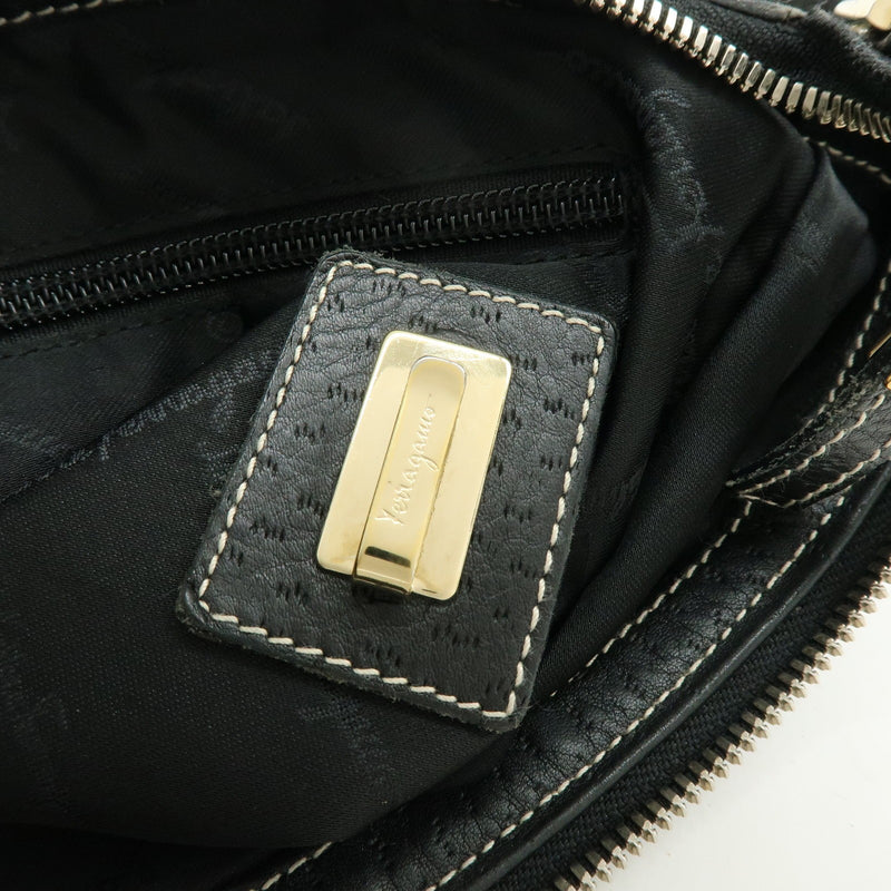 Salvatore Ferragamo Gancini Leather Black Bag