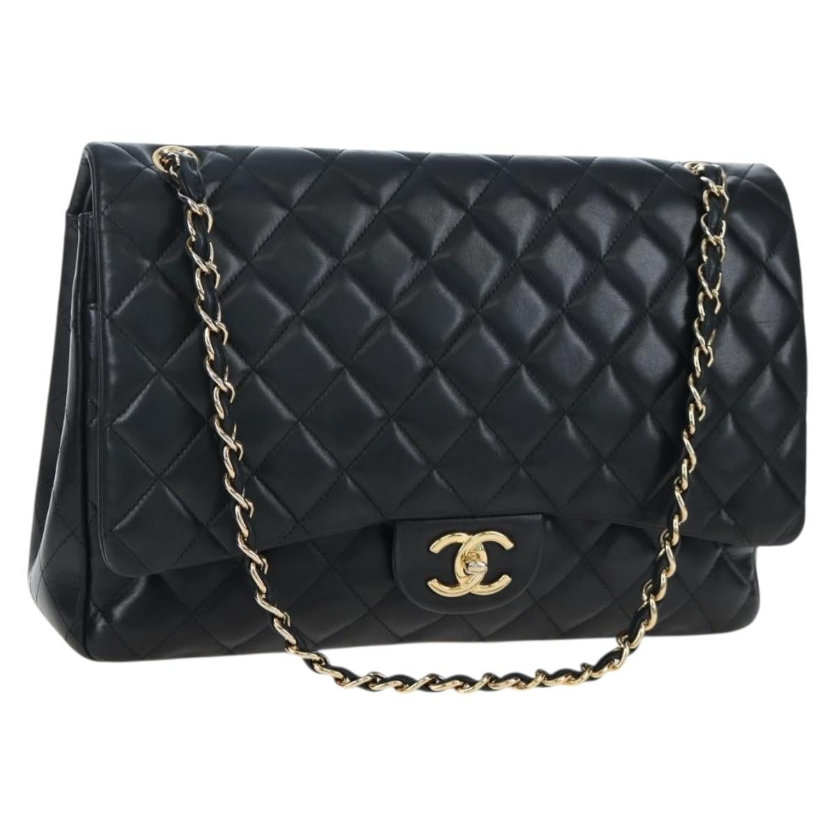 Chanel Classic Timeless Double Flap Quilted Caviar Black Leather Bag