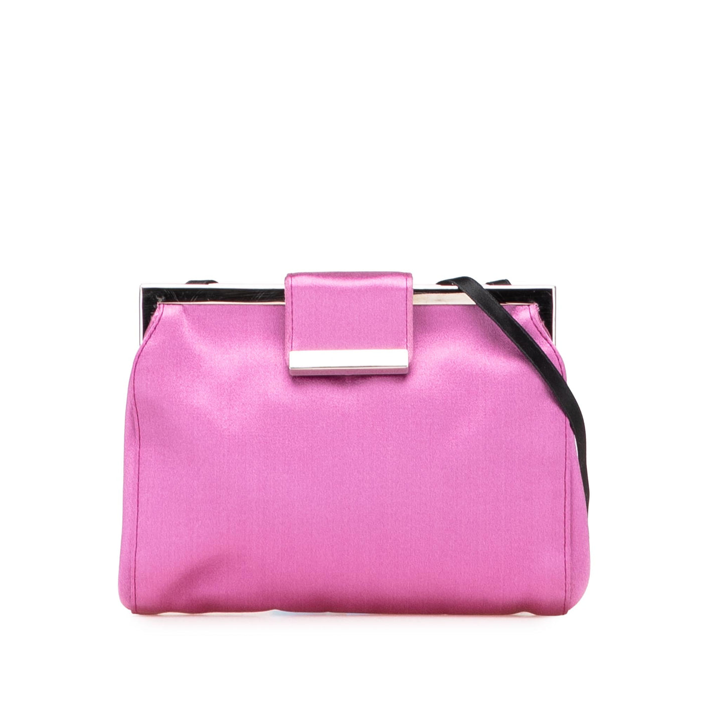 Satin Clasp Clutch on Strap - Image 1