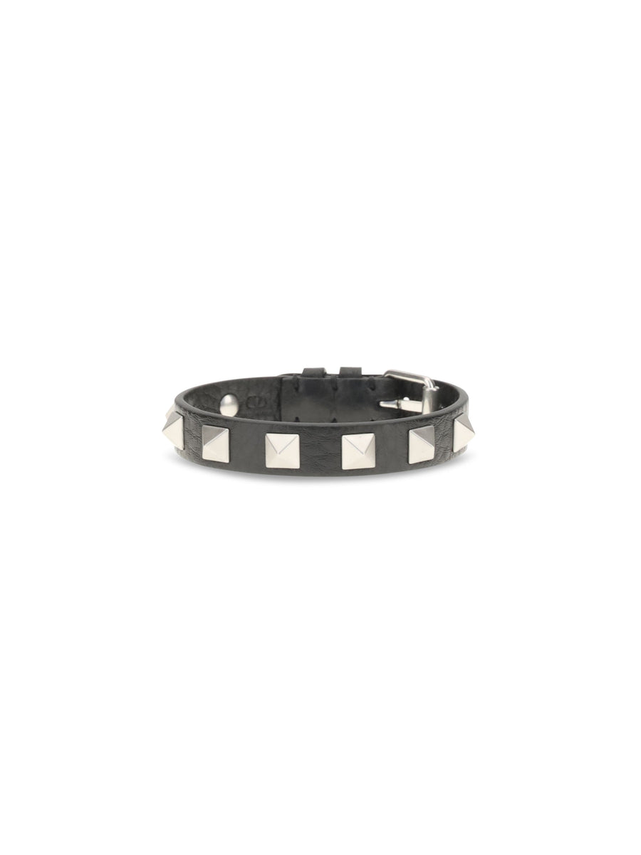 Valentino Garavani Rockstud Bracelet — Black Calf Leather Bracelets