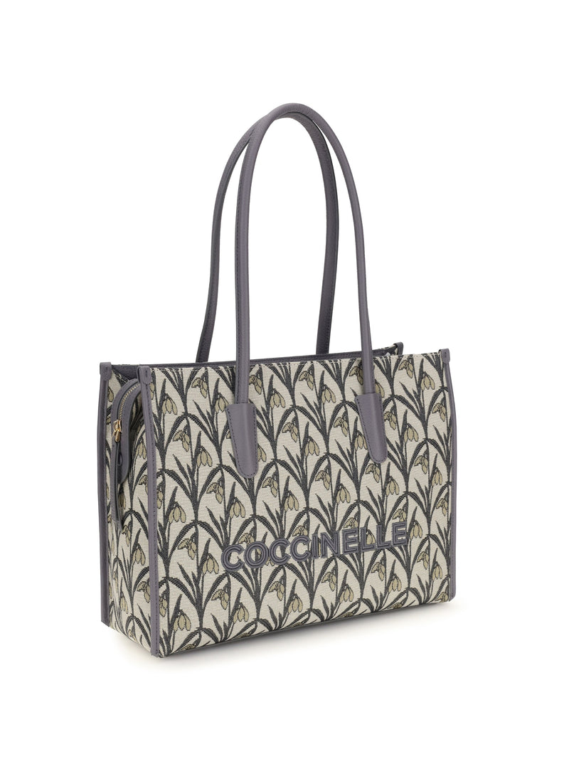 Coccinelle Jacquard Floral Tote Bag — Gray