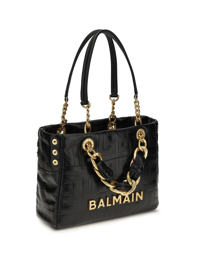 Balmain Shoulder Bag — Black Calf Leather Bos Taurus