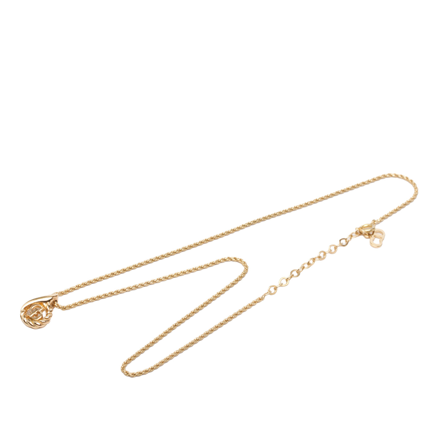 Gold Plated CD Logo Water Drop Shape Pendant Necklace - Image 1