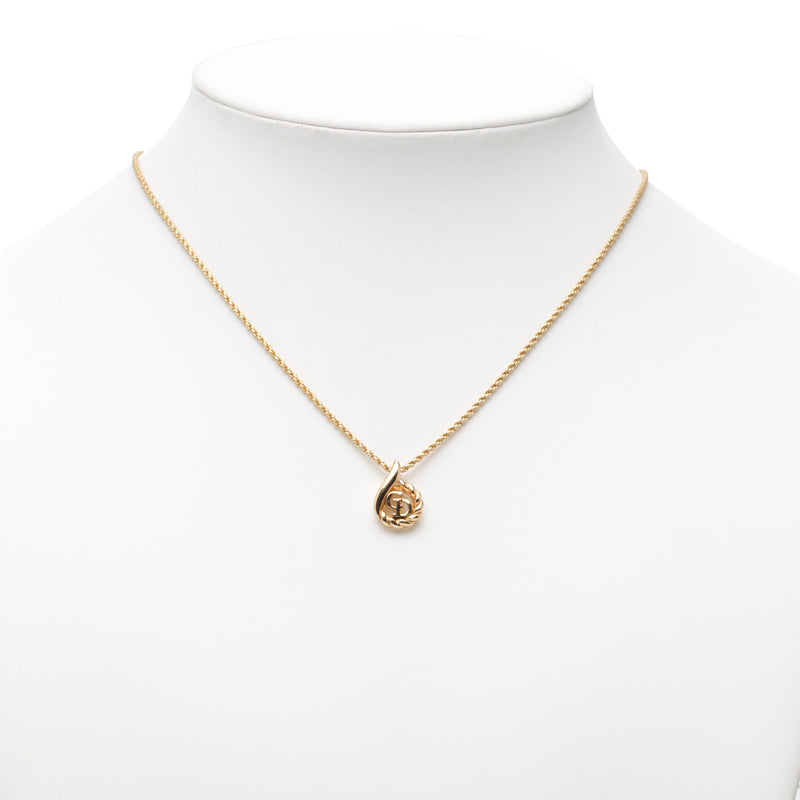 Gold Plated CD Logo Water Drop Shape Pendant Necklace - Image 6