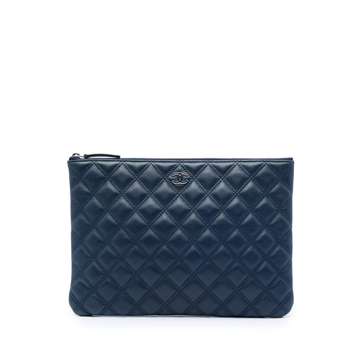 Medium Quilted Lambskin Double Stitch O Case Clutch - Image 1