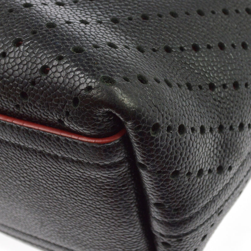 Chanel Shopping Perforated Caviar Black Leather Bag