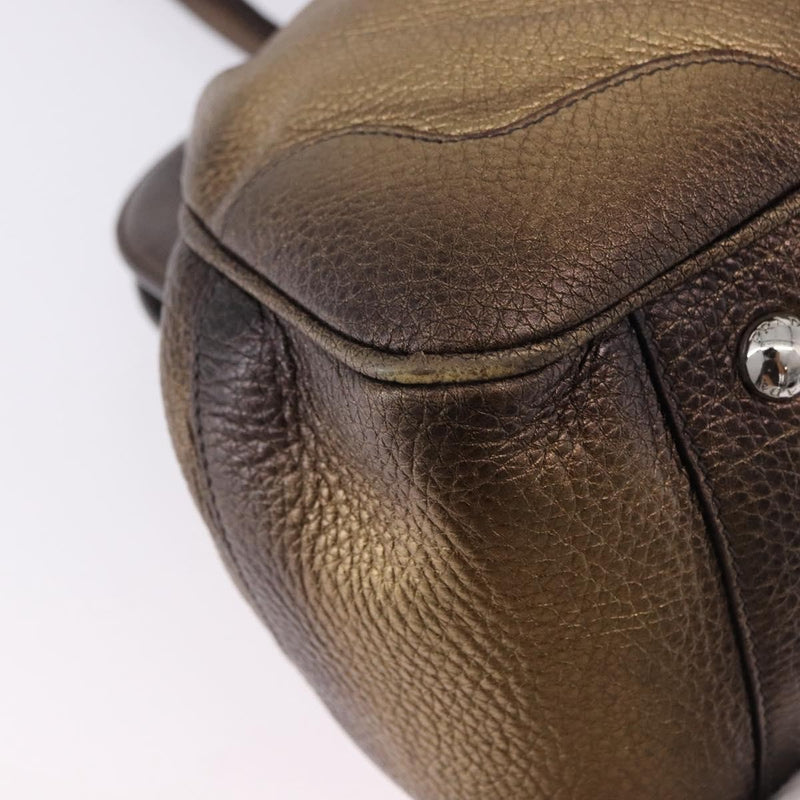 Prada Belted Frame Satchel Metallic Leather Gold