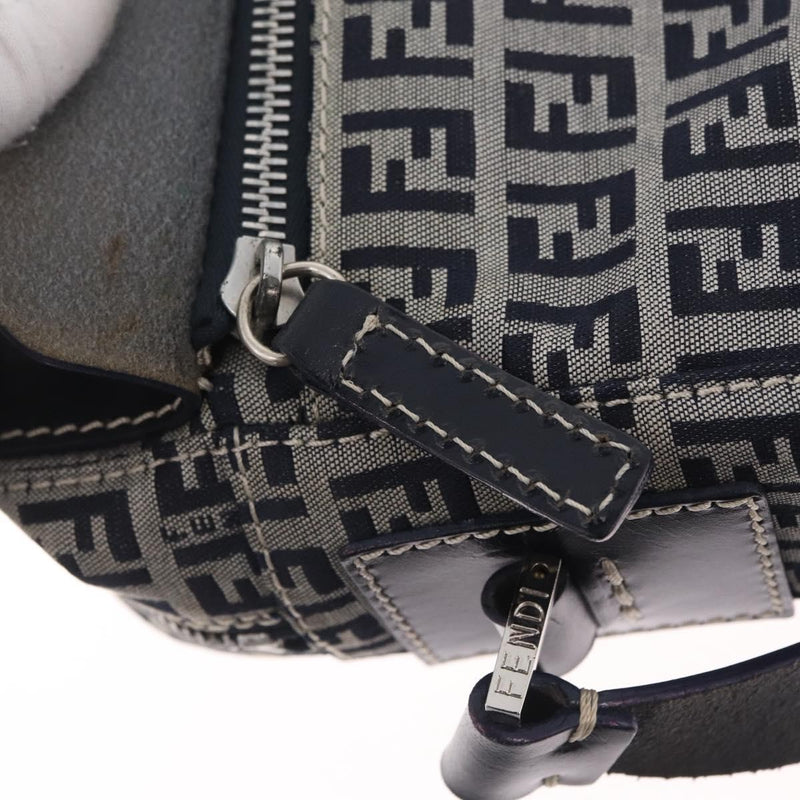 Fendi Shoulder Zucchino Canvas Navy Bag