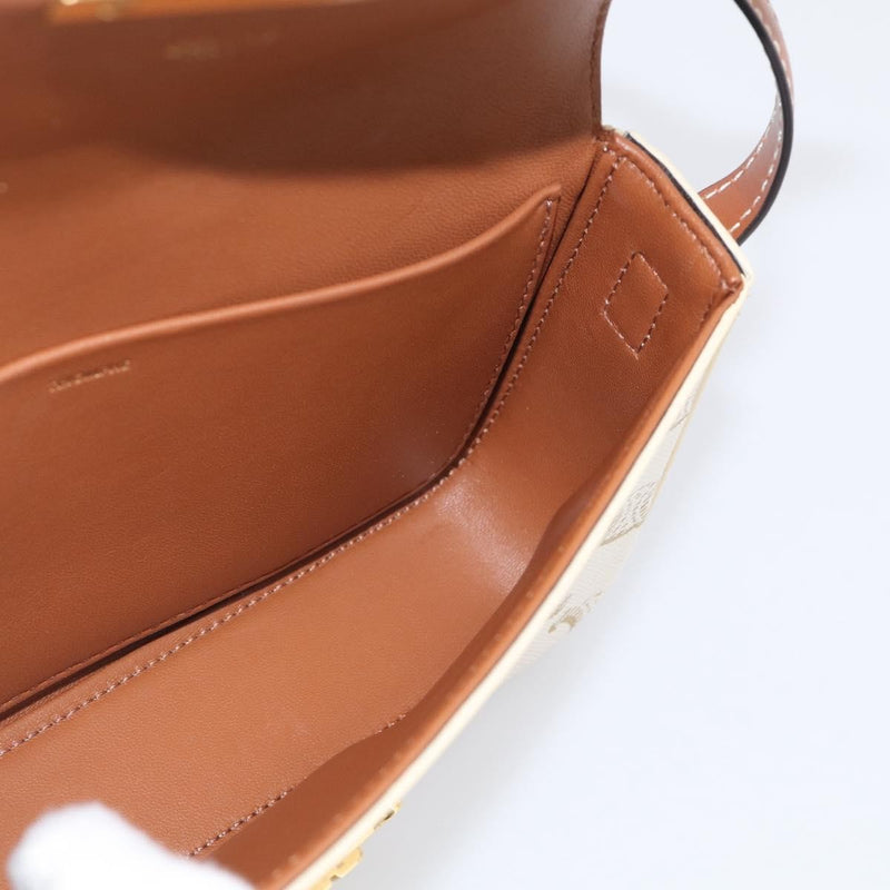 Celine Triomphe East-West Coated Canvas White Leather Bag