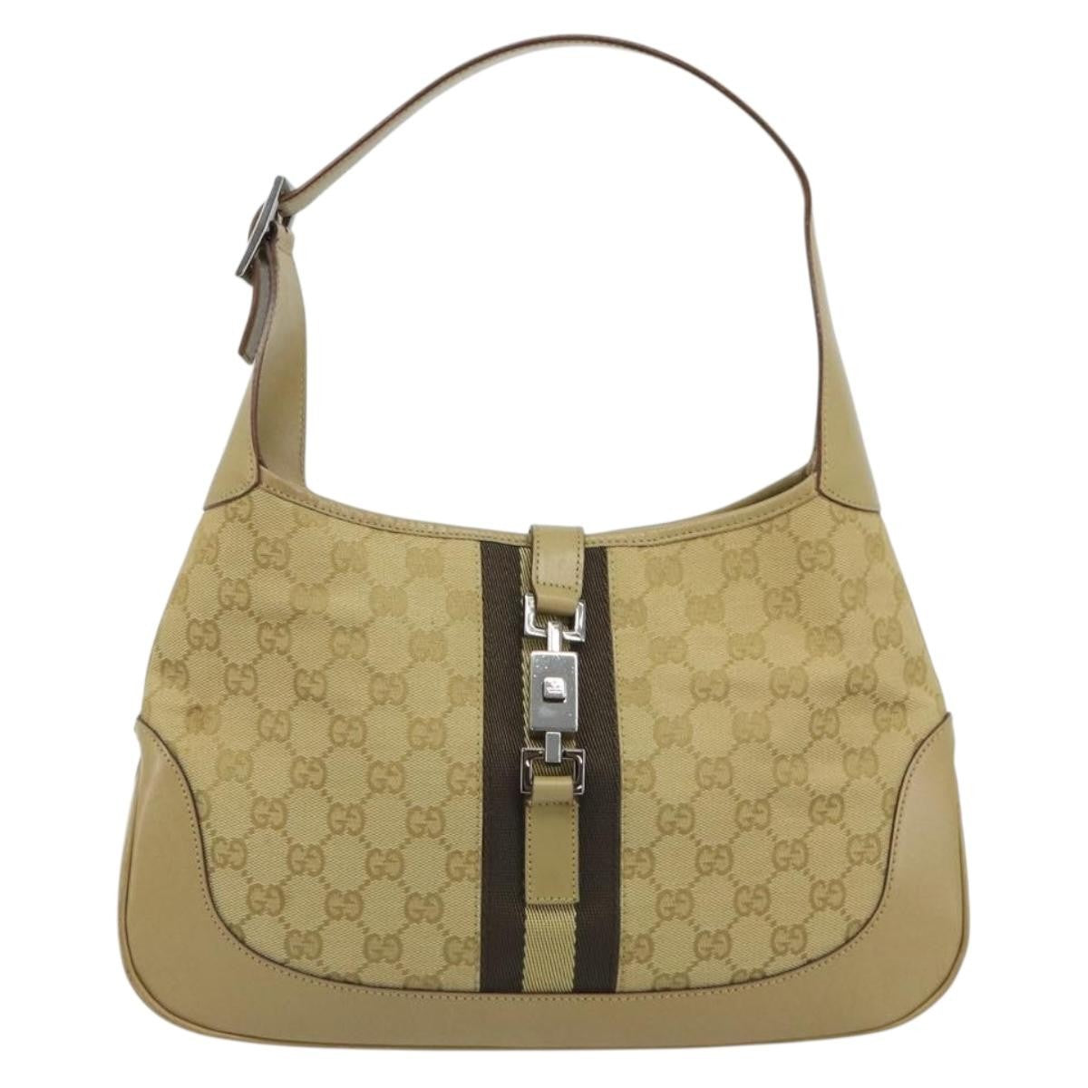 Gucci Web Jackie O Hobo Gg Canvas Beige