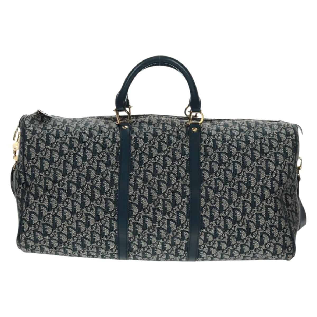 Christian Dior Vintage Trotter Boston Diorissimo Canvas Navy Bag