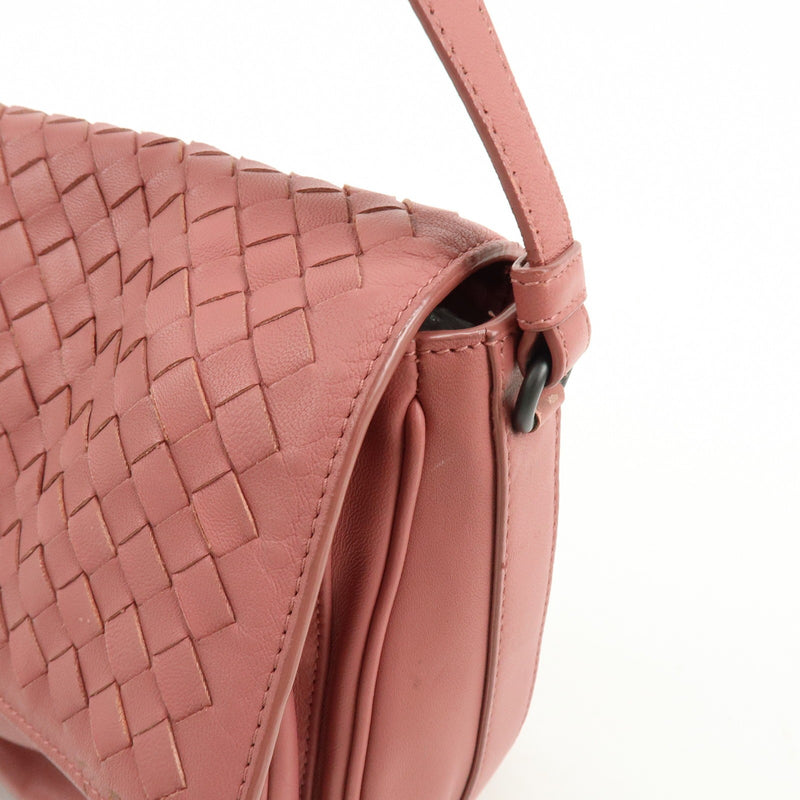 Bottega Veneta Drawstring Flap Leather With Intrecciato Pink Bag