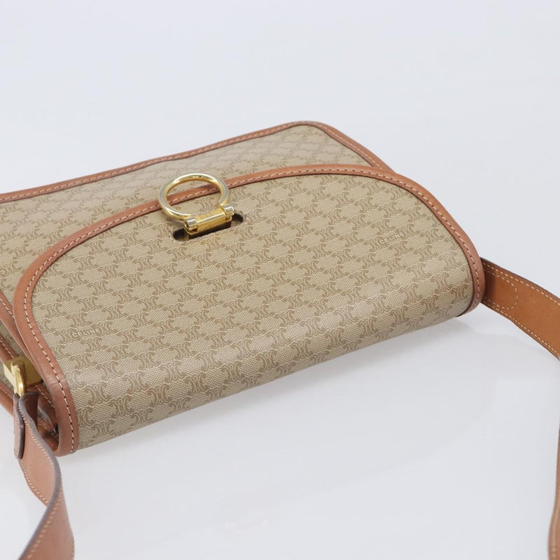 Celine Macadam Shoulder Canvas Beige Bag