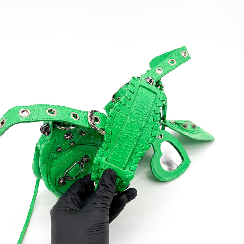 Balenciaga Le Cagole Giant Spikes Leather Green Bag