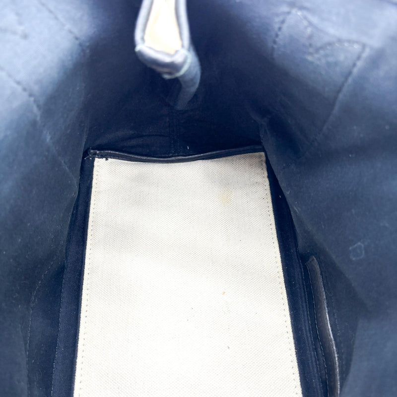 Balenciaga Navy Cabas Canvas With Leather Black Bag