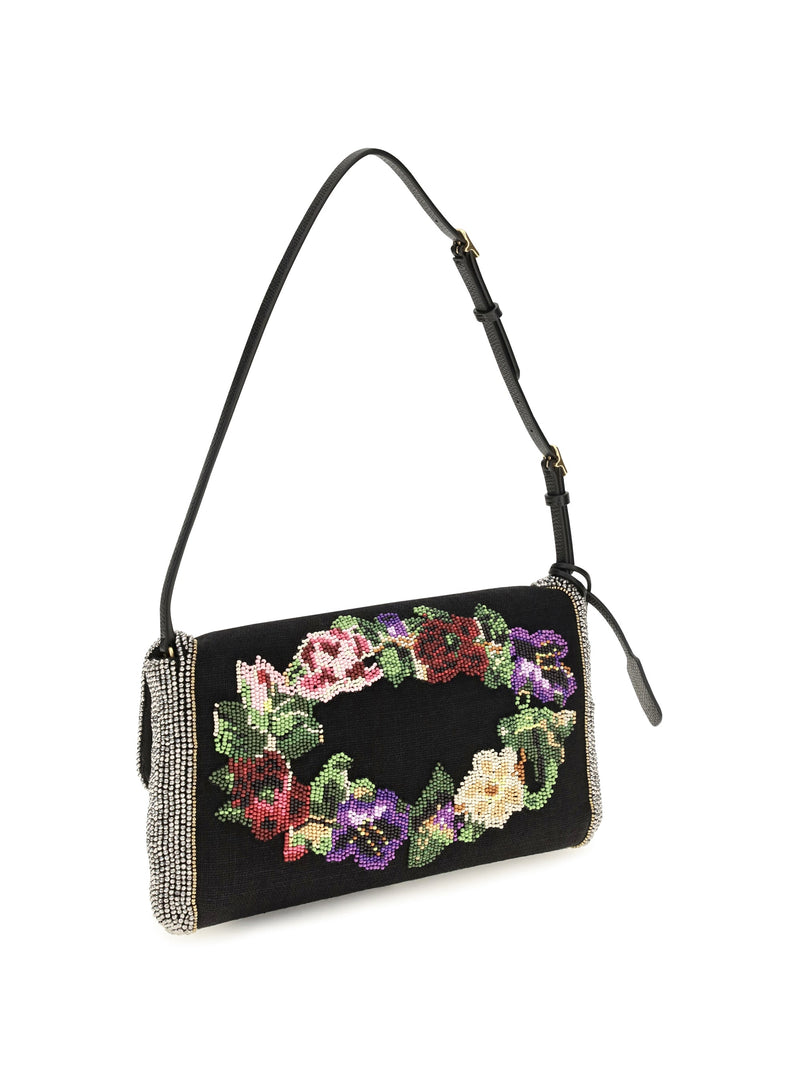 Valentino Garavani Devain Shoulder Bag — Black Silk Satin
