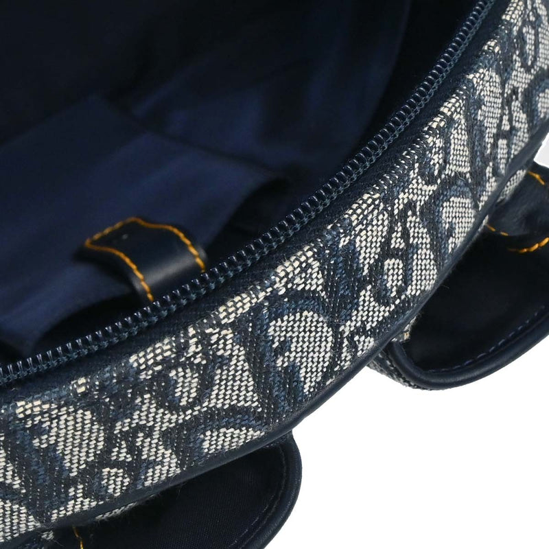 Christian Dior Vintage Saddle Bowler Diorissimo Canvas Navy Bag