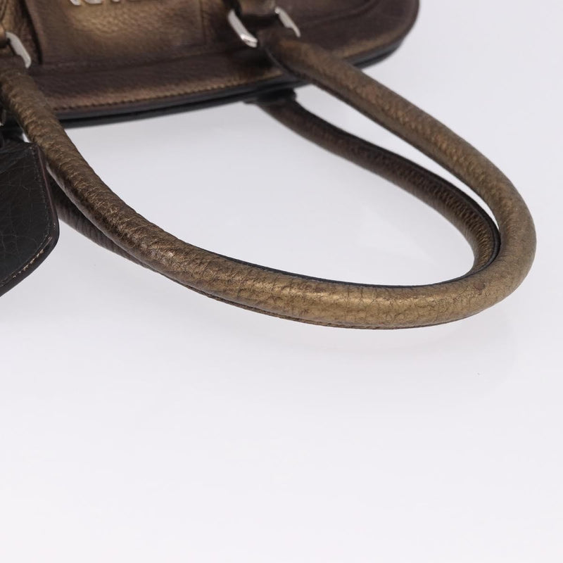 Prada Belted Frame Satchel Metallic Leather Gold