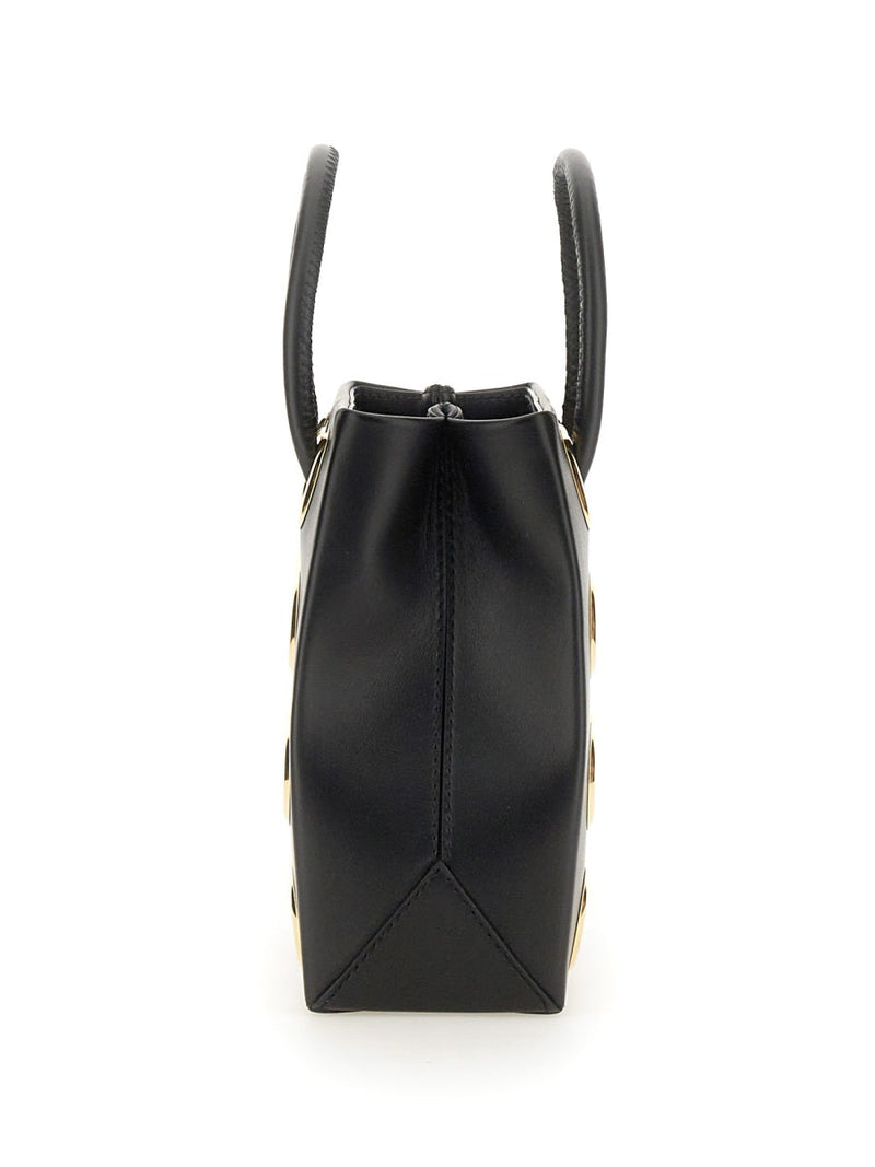 Moschino Eyelet-Embellished Leather Shoulder Bag — Black