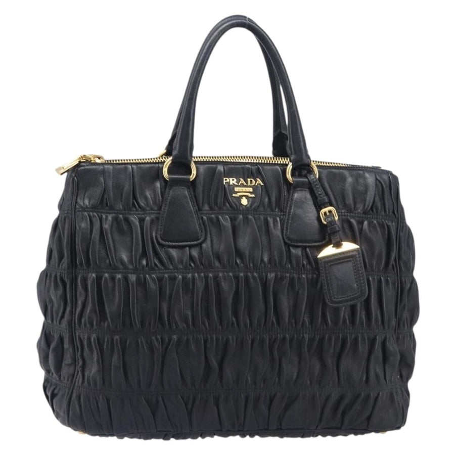 Prada Gaufre Double Zip Convertible Nappa Leather Black Bag