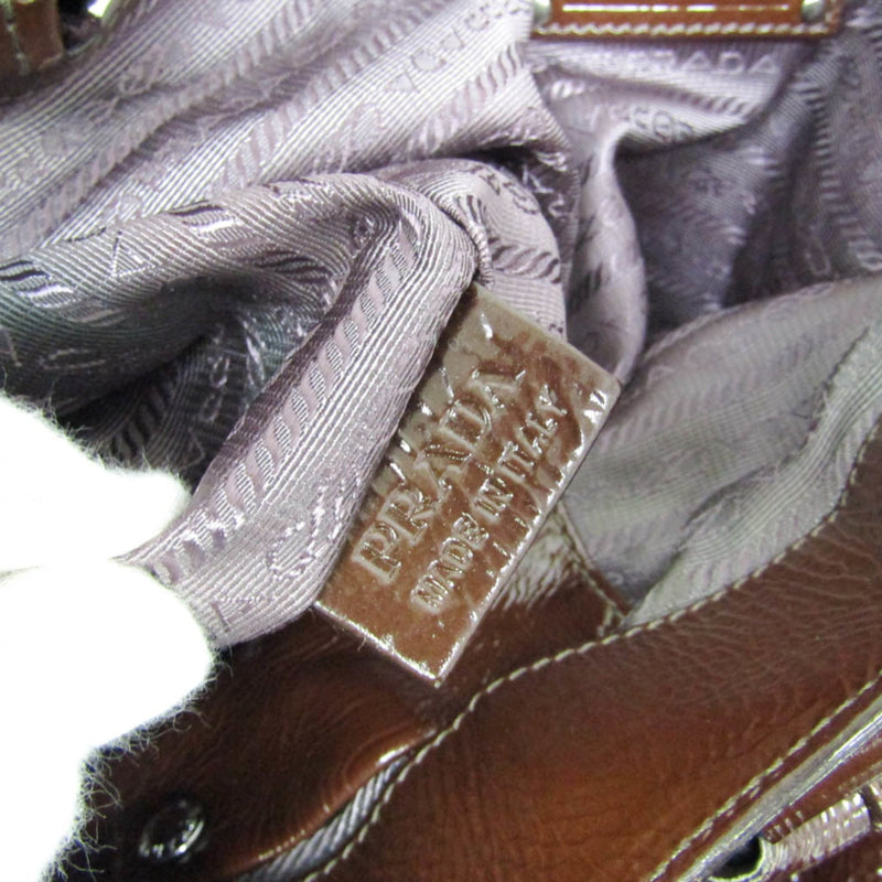 Prada Convertible Zippers Vernice Sfumata Brown Patent_leather Bag