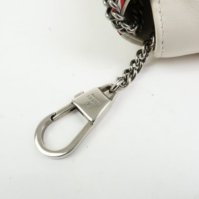 Gucci Gg Marmont Flap Printed Diagonal Quilted Leather White Bag