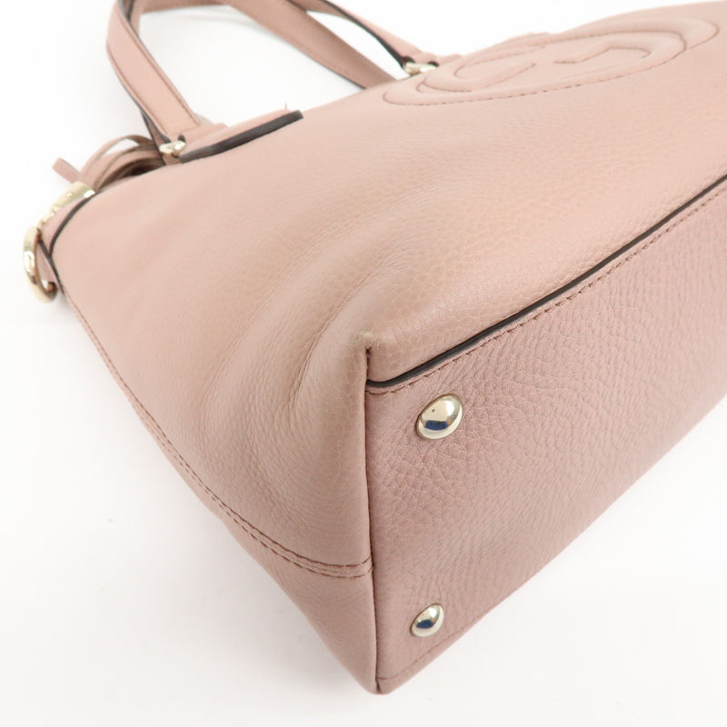 Gucci Soho Convertible Soft Top Handle Leather Pink Bag