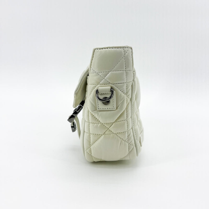 Christian Dior Diorcamp Messenger Padded Macrocannage Quilt Calfskin White Leather