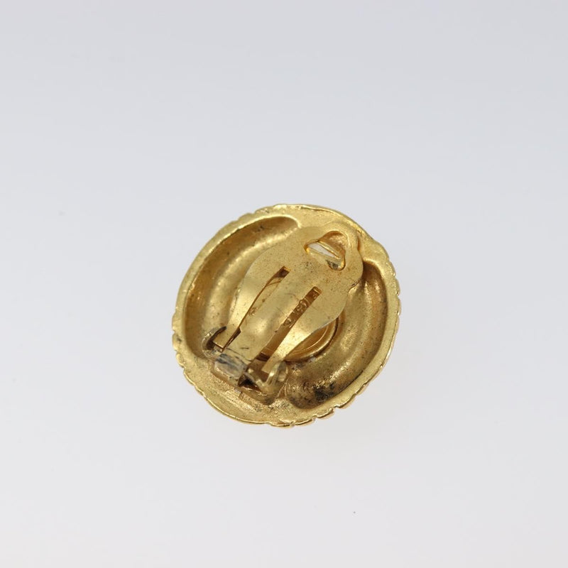 Chanel Vintage Round Clip-On Metal With Faux Pearl Gold Bijoux