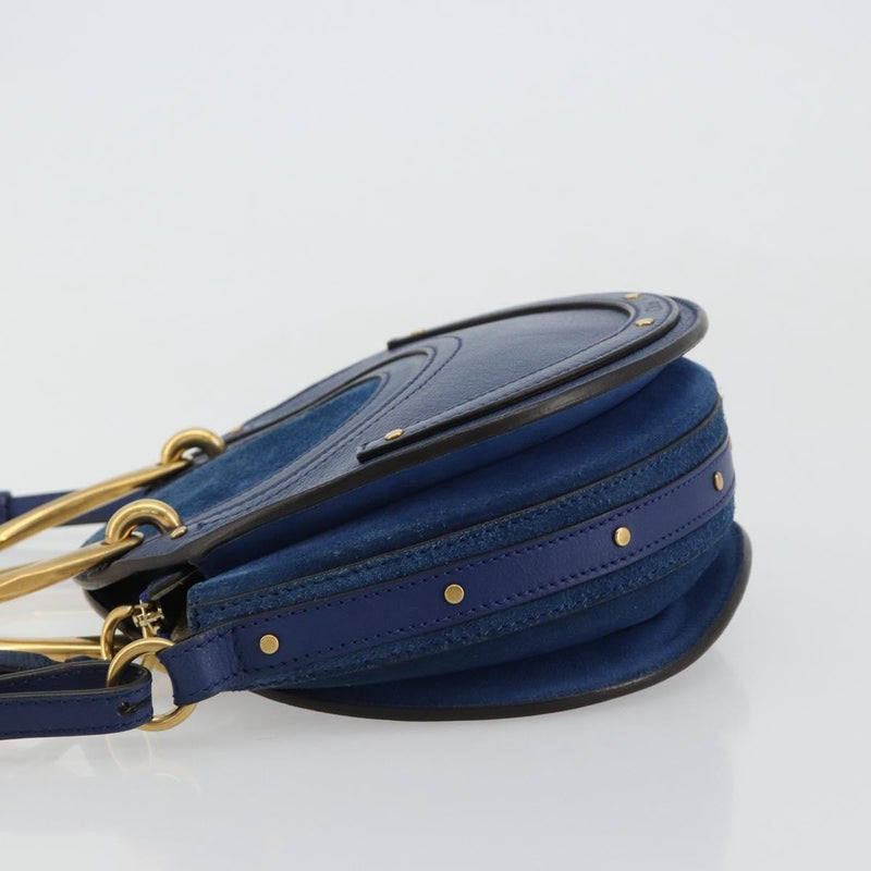 Chloe Pixie Leather And Suede Blue Bag
