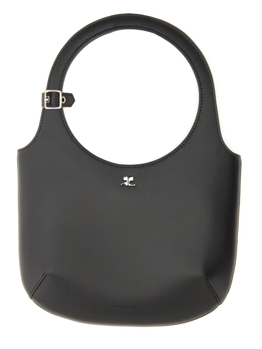 Courrèges Holy Shoulder Bag — Black Leather