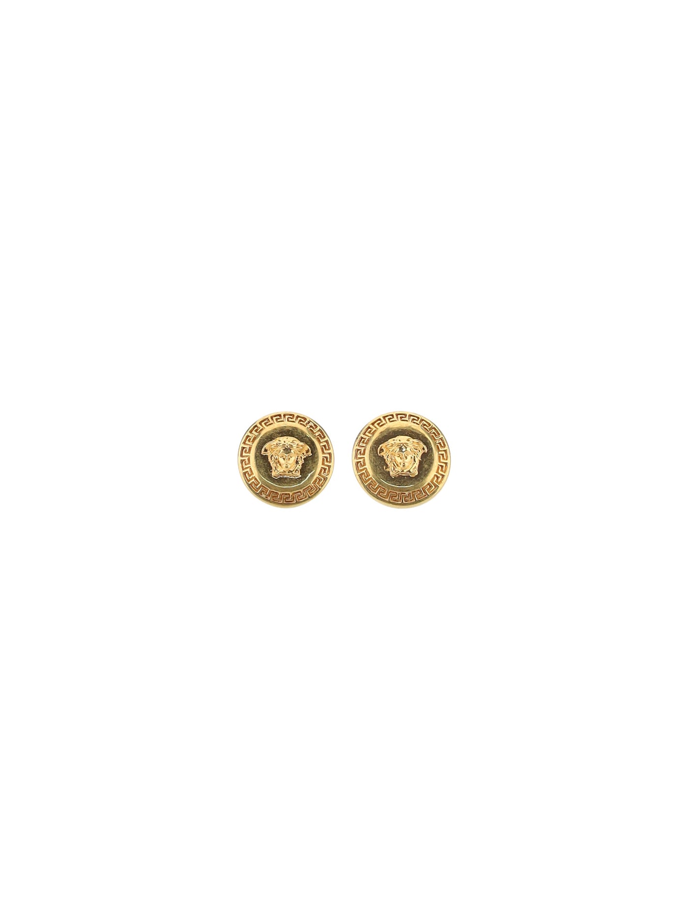 Versace Medusa Logo Earrings — Gold Metal Metallic Metallised