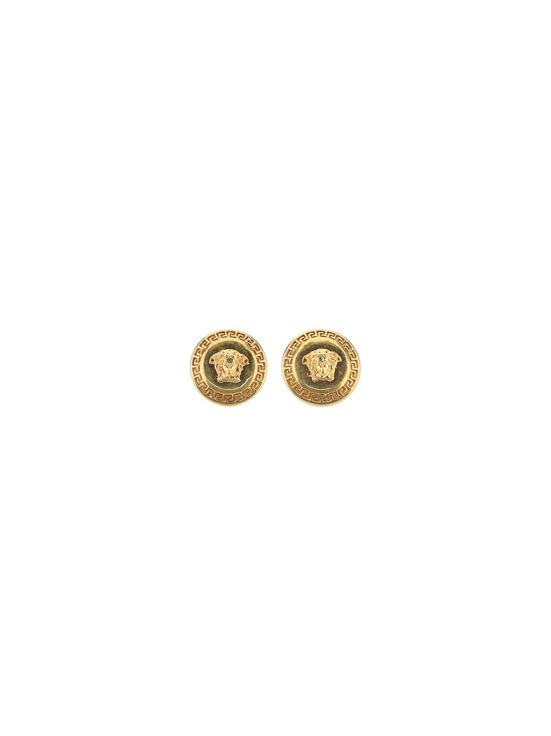 Versace Medusa Logo Gold-Plated Earrings — Gold Metal