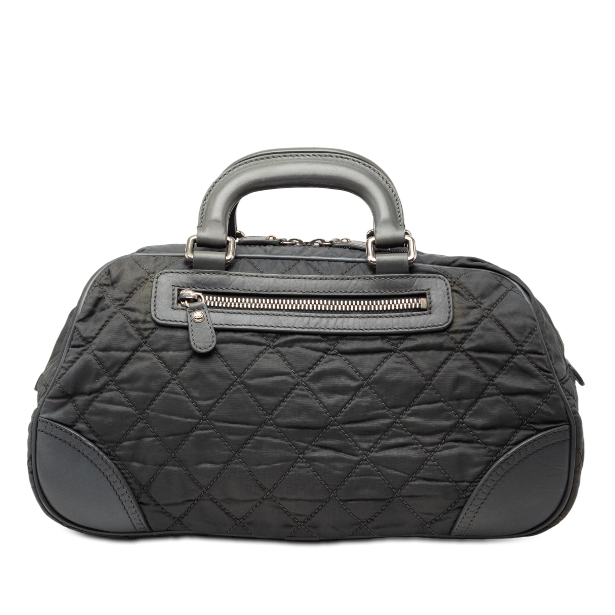 Paris New York Quilted Nylon Duffle Handbag - Image 1