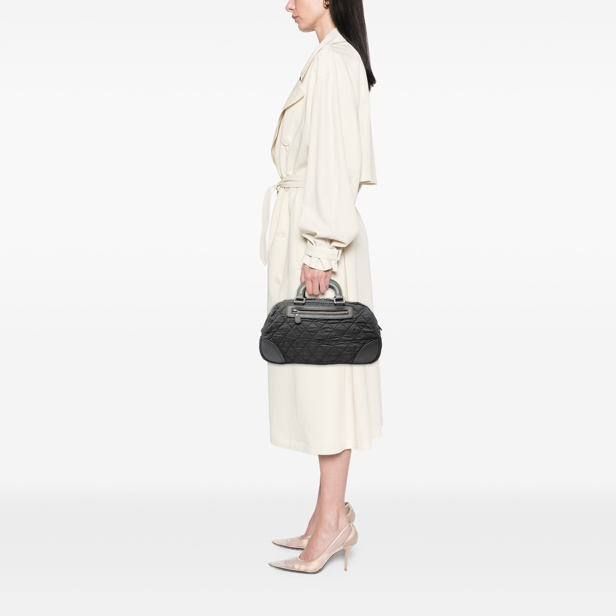 Paris New York Quilted Nylon Duffle Handbag - Image 7
