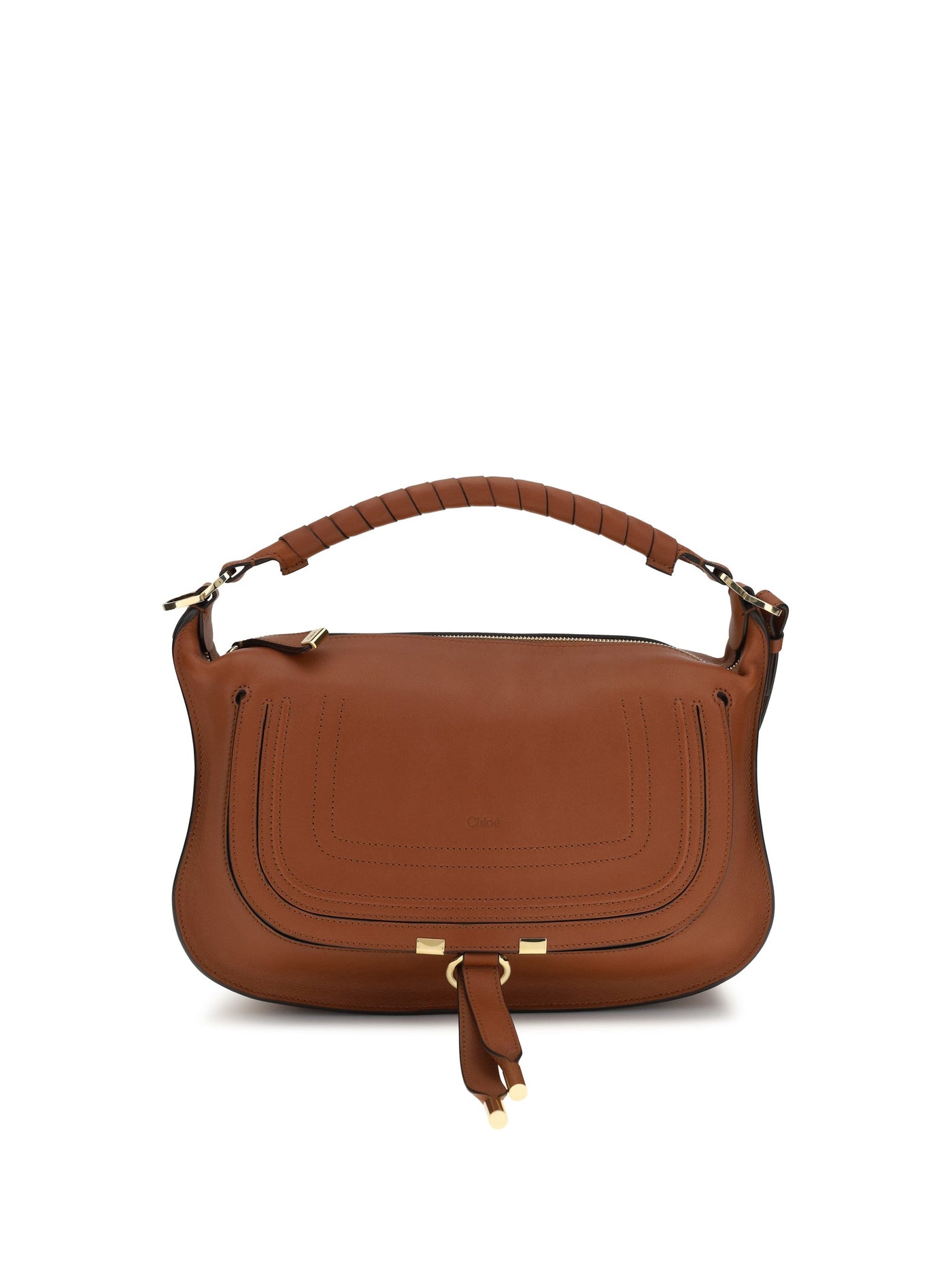 Chloé Marcie Shoulder Bag — Brown Calf Leather Bos Taurus