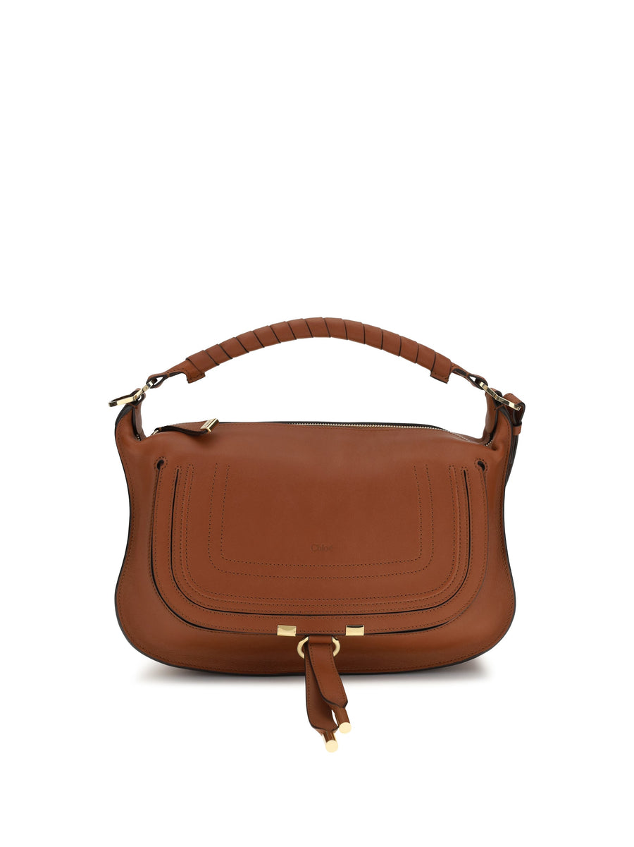 Chloé Marcie Shoulder Bag — Brown Calf Leather Bos Taurus