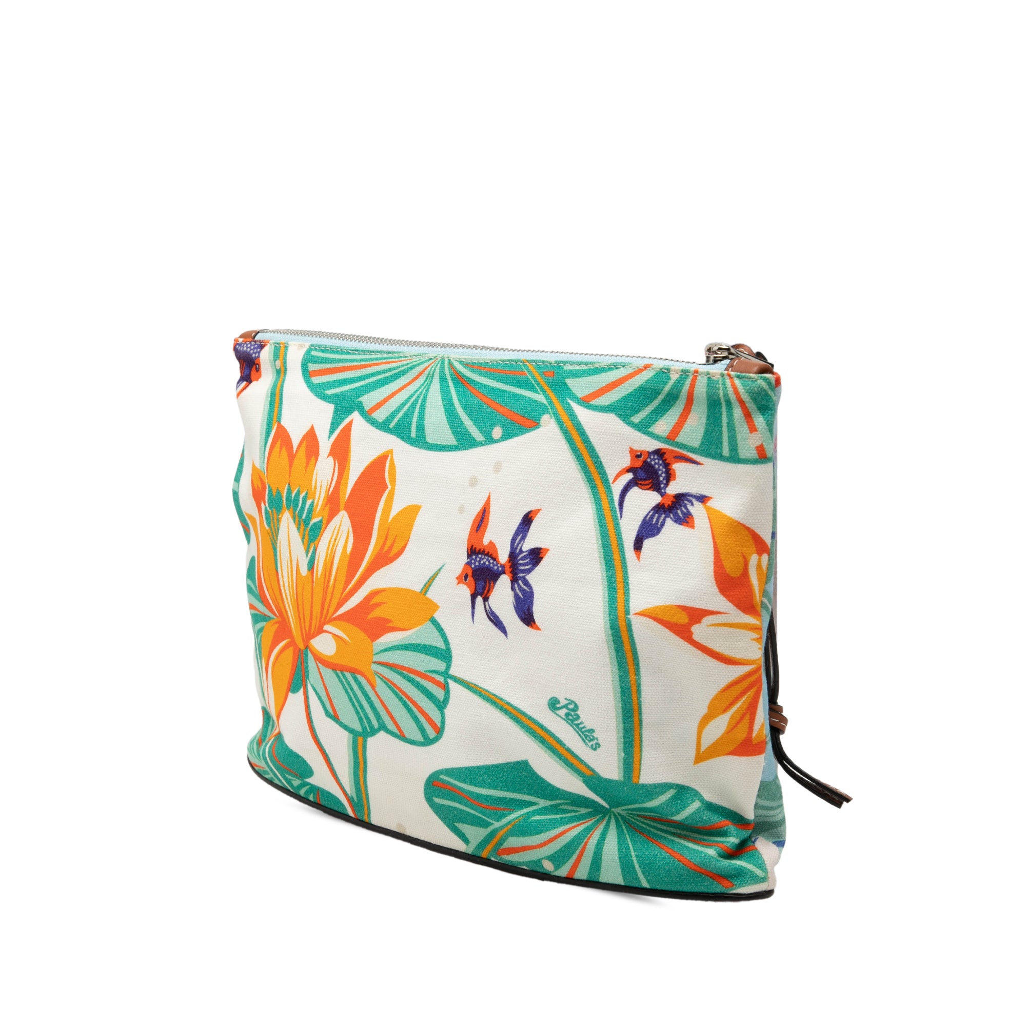 Paulas Ibiza Canvas Waterlily Print Pouch - Image 2