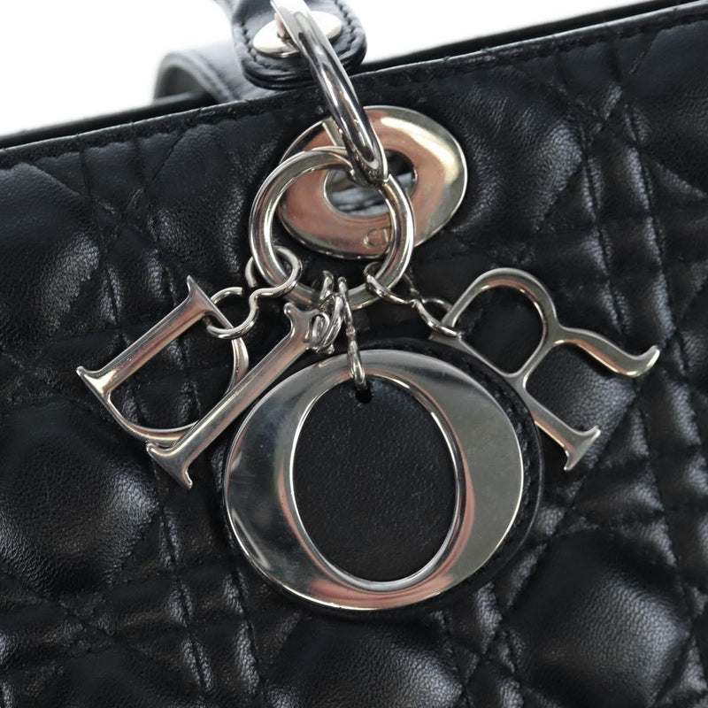Christian Dior Lady Lambskin Black Leather Bag