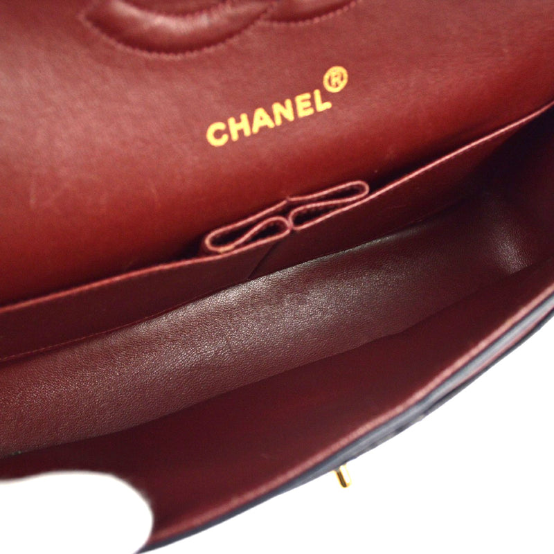 Chanel Vintage Classic Double Flap Chevron Lambskin Black Leather Bag