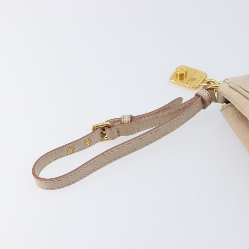 Miu Miu Zip Wristlet Matelasse Leather Beige Bag