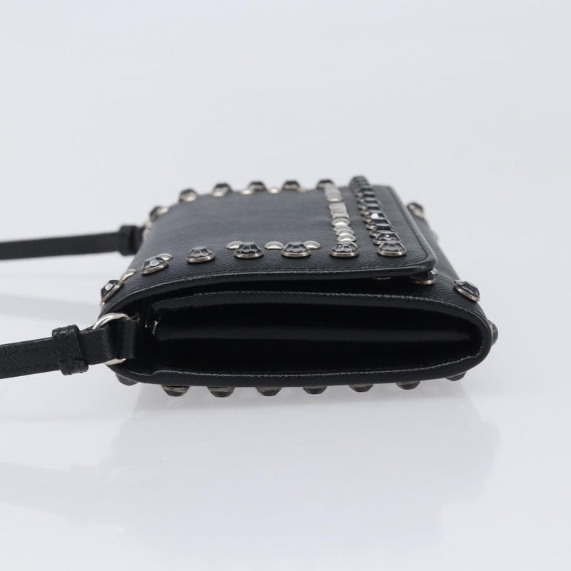 Prada Flap Studded Saffiano Leather Black Bag