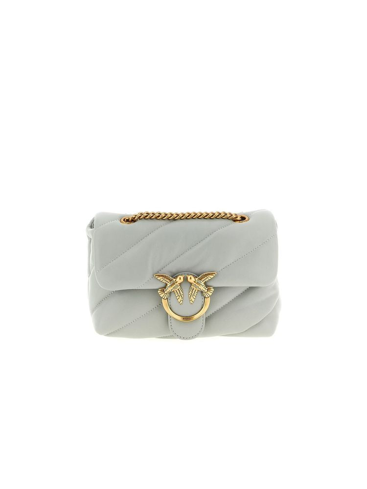 Pinko Love Puff Crossbody Bag — Gray Lamb Fur