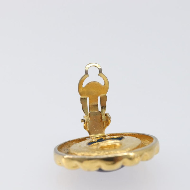 Chanel Vintage Round Clip-On Metal Gold Bijoux