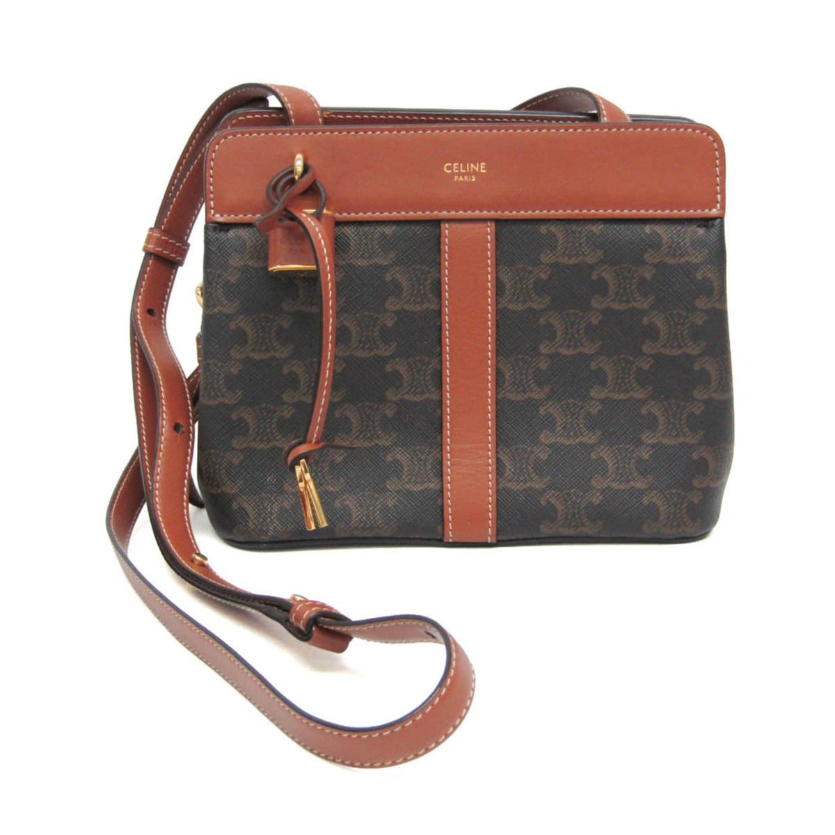 Celine Teen Cabas De France Triomphe Coated Canvas Brown Bag