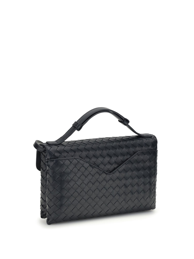 Bottega Veneta Knot Lock Shoulder Bag — Black Lambskin