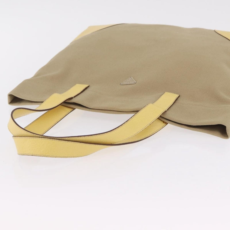 Prada Lux Convertible Open Tote Canvas And Leather Beige