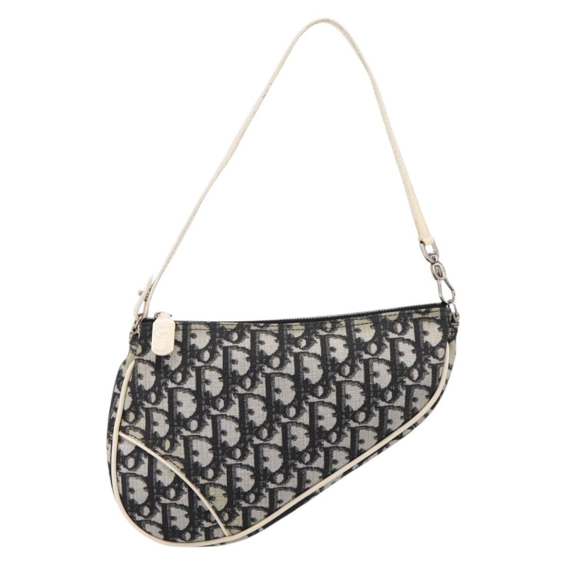 Christian Dior Vintage Saddle Diorissimo Canvas Gray Bag